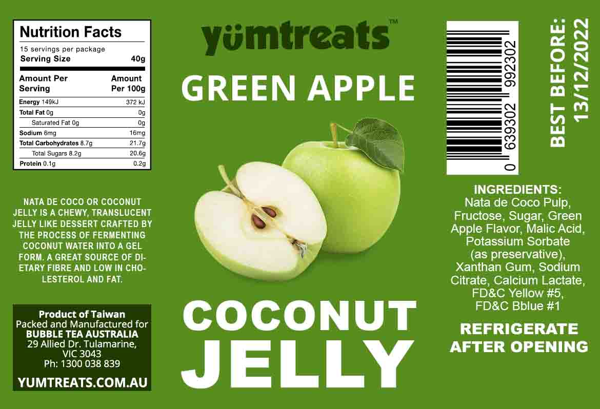 Greenapple Coconut Jelly 4kg Bubble Tea Store No.1 and Largest